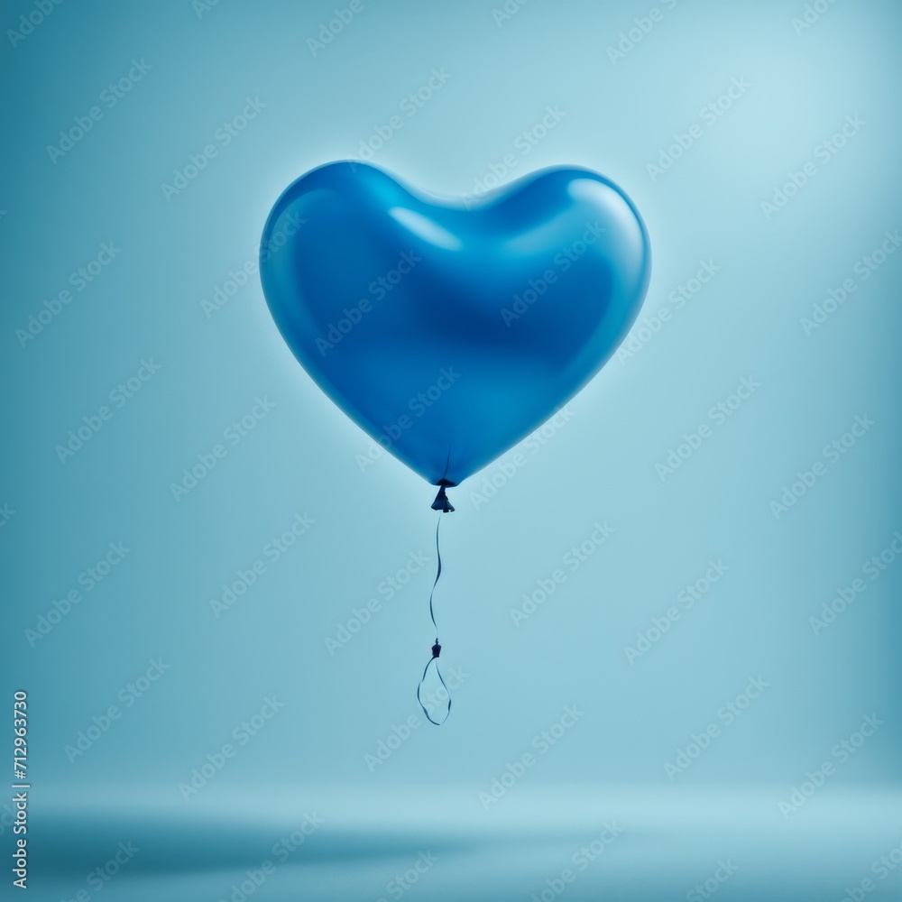 Blue color Heart shaped balloons isolated on Blue background
