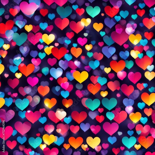 Colourful Heart shape lights Bokeh background