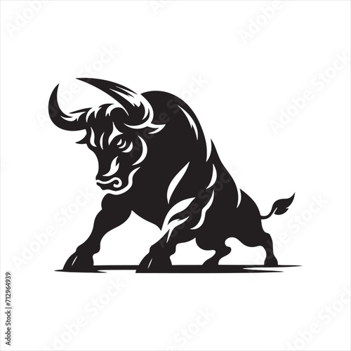 Unyielding Wrath  Angry Bull Silhouette Series Unleashing the Unrelenting Fury of a Fierce Creature - Angry Ox Silhouette - Bull Vector 