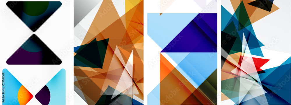 Set of abstract random triangle composition backgrounds. Vector illustration for for wallpaper, business card, cover, poster, banner, brochure, header, website Set of abstract random triangle composition backgrounds. Vector illustration for for wallpaper, business card, cover, poster, banner, brochure, header, website