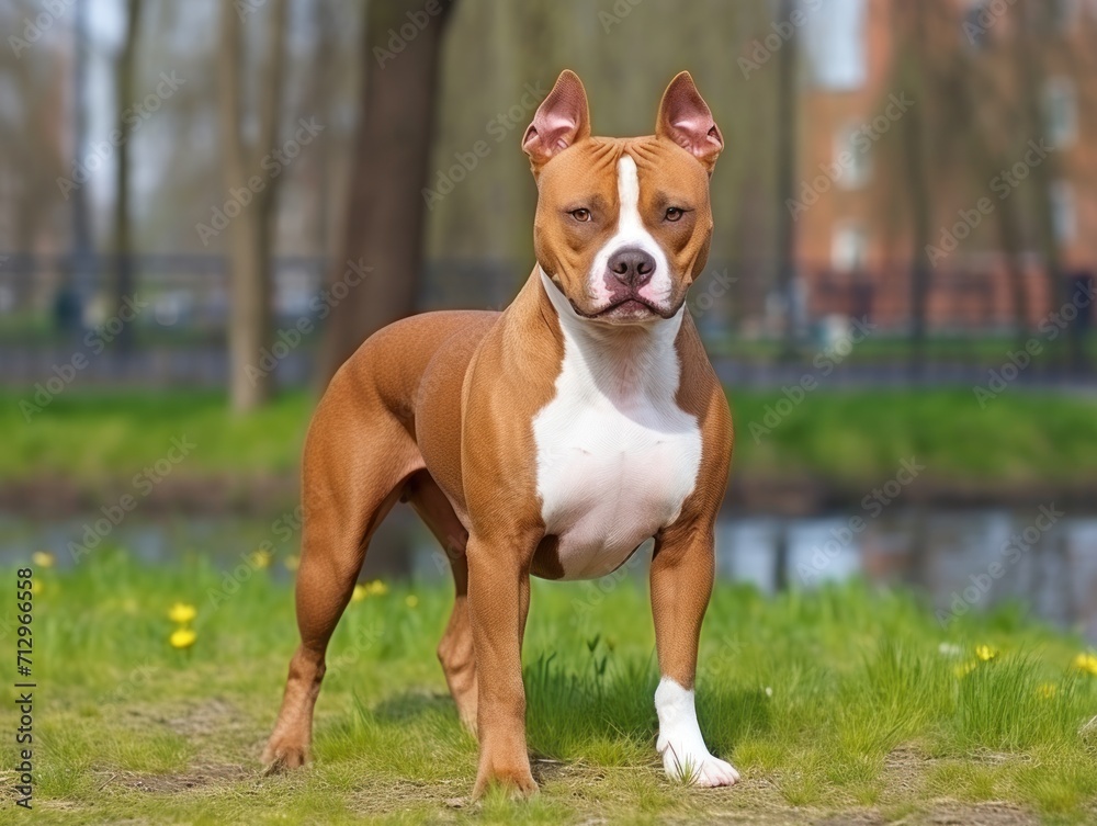 A beautiful and muscular breed of dog with a glossy coat, broad head, and strong jaws