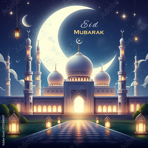 Eid Mubarak Poster Design, Eid Mubarak Background, Generative AI