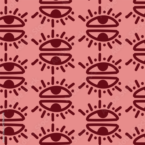 evil eye seamless pattern background in pink