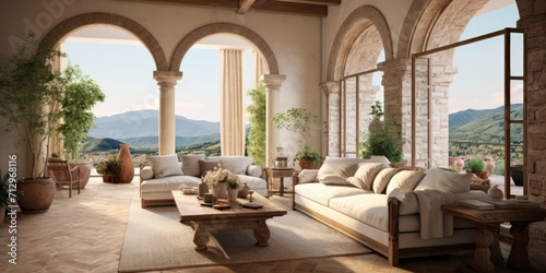 Italian styled countryside villa living room interior. © Sona