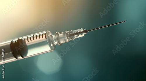precision and sterility of an injection needle. The focus is on the needle tip, which is shown in sharp detail against a clean, blurred background photo