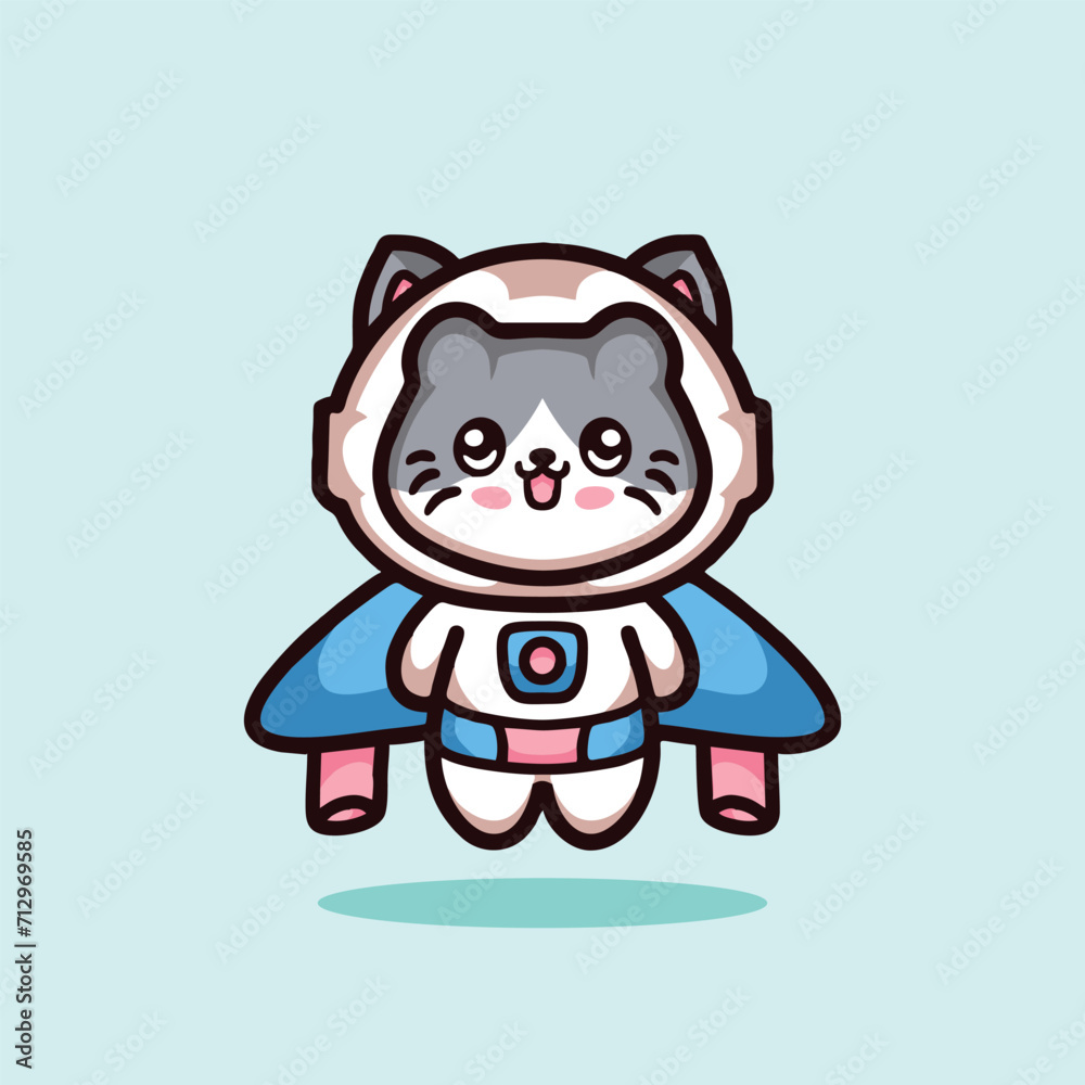 Cute Cat Astronaut Mascot Cartoon Animal Vector Logo Design illustration Cute Cat Astronaut Mascot Cartoon Animal Vector Logo Design illustration
