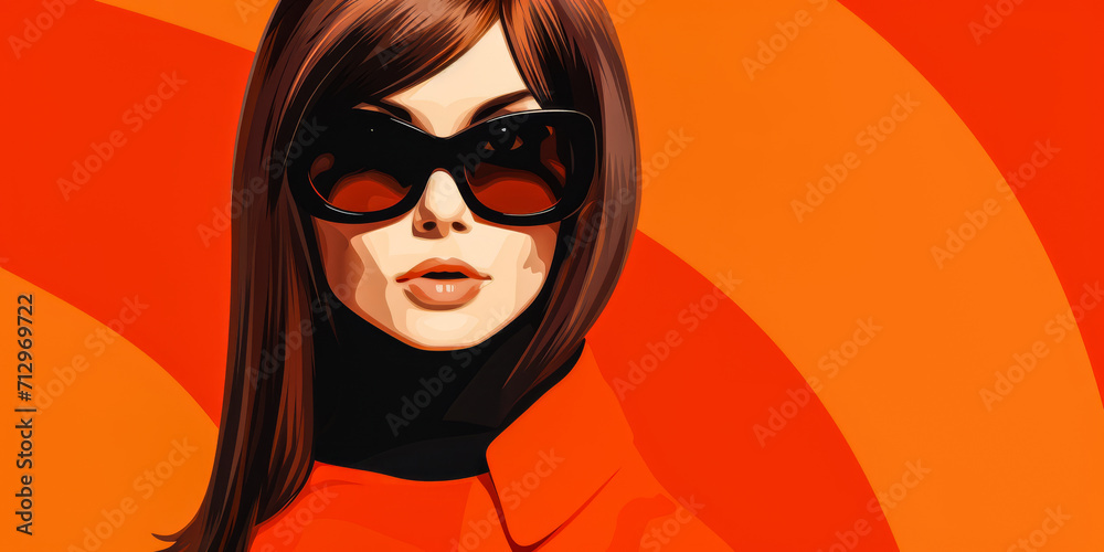 Retro style beauty poster illustration with a bold make up and colorful backdrop Retro style beauty poster illustration with a bold make up and colorful backdrop