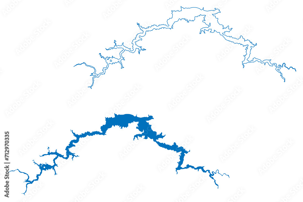 Zimapan Lake (Mexico, United Mexican States) map vector illustration, scribble sketch Reservoir .Presa Zimapán or Fernando Hiriart Balderrama Dam map