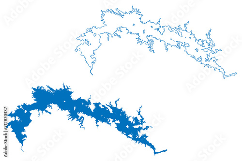 Malpaso Lake (Mexico, United Mexican States) map vector illustration, scribble sketch Reservoir Nezahualcóyotl, Represa de Malpaso Dam map photo