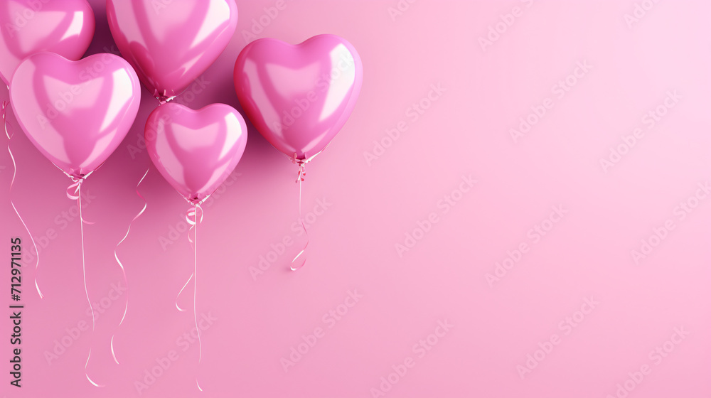 Pink heart shaped helium balloons
