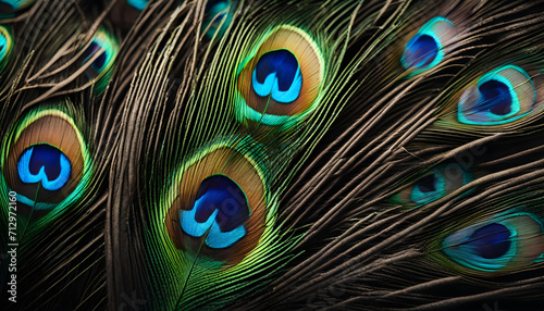 Closeup of Abstract background in peacock feathers