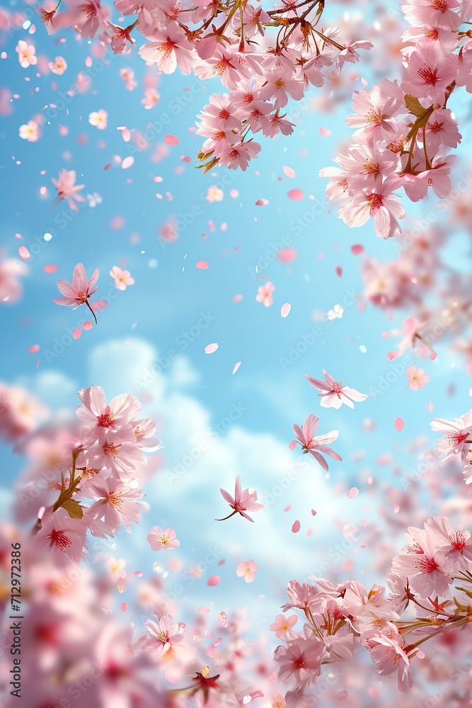 Background of falling cherry blossoms and petals, spring. Background of falling cherry blossoms and petals, spring.