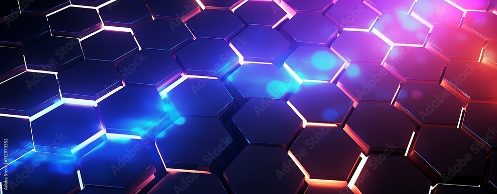 Abstract background hexagon pattern with glowing lights