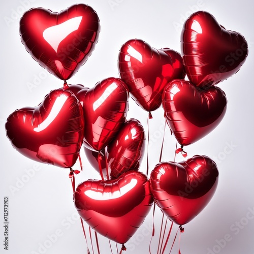 Red color Heart shaped balloons isolated on white background
