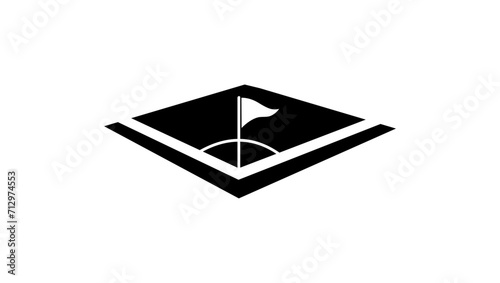 corner flag emblem, black isolated silhouette
