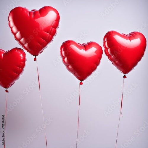 Red color Heart shaped balloons isolated on white background