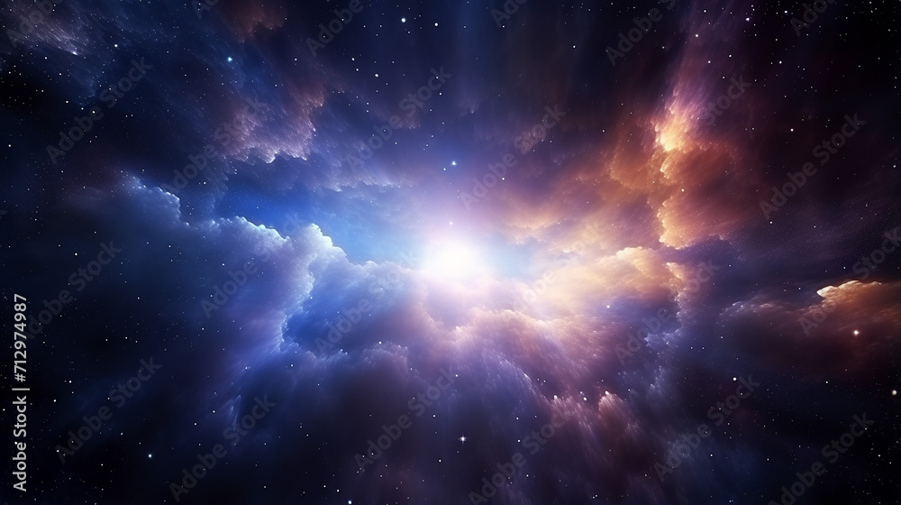 beautiful universe scene with infinity space with nebula and star light