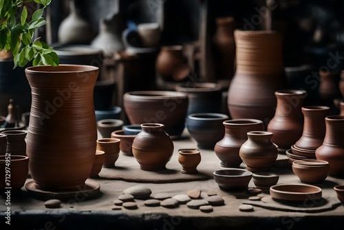 clay pots in the garden