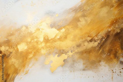 Japanese style luxury gold and white background material, Generative AI