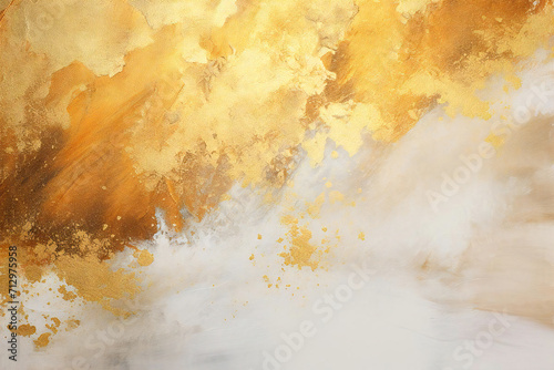 Japanese style luxury gold and white background material, Generative AI