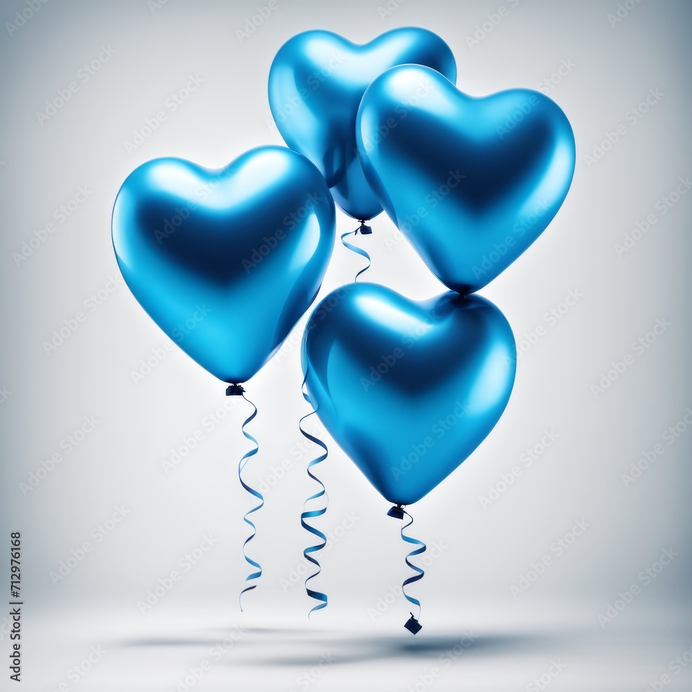 Blue color Heart shaped balloons isolated on white background Blue color Heart shaped balloons isolated on white background