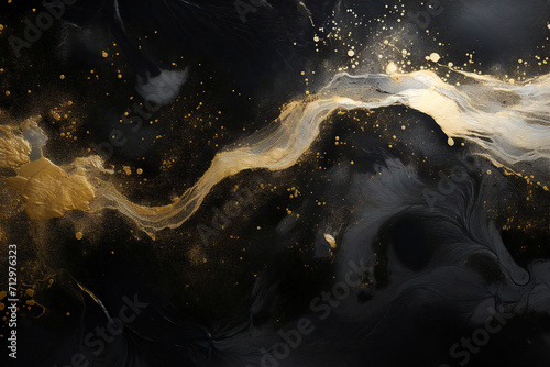 Cool and cool background material with gold and black Japanese pattern, Generative AI © kore kei