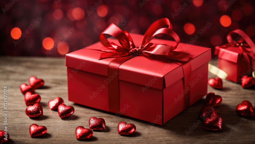Red gift box with ribbon Red gift box with ribbon
