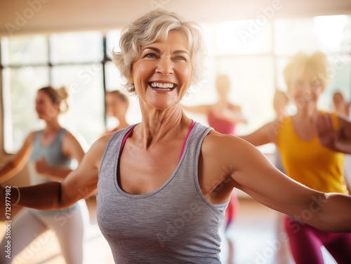 Middle-aged women enjoying dance class. The concept of active life