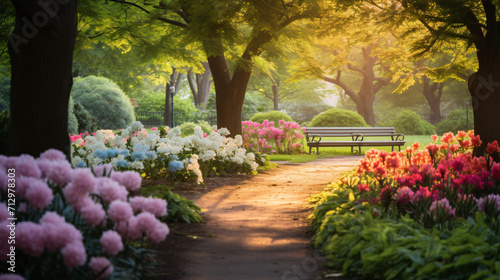 Flowers in a peaceful park