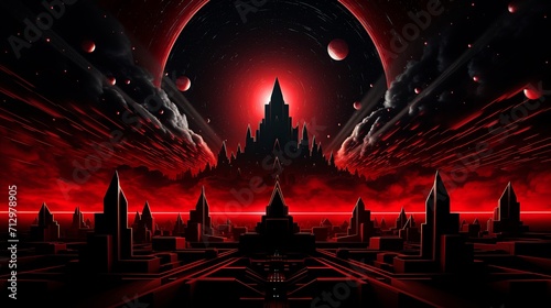 night galaxy city red skyline
