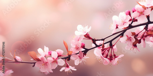 Beautiful spring banner with blossoming tree branches. Beautiful blur, bokeh. ?opy space for text