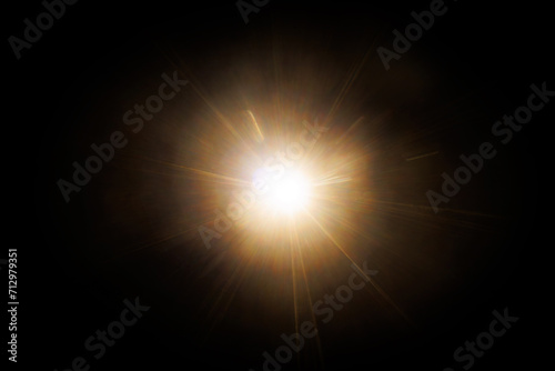 Fototapeta Naklejka Na Ścianę i Meble -  Easy to add lens flare effects for overlay designs or screen blending mode to make high-quality images. Abstract sun burst, digital flare, iridescent glare over black background.