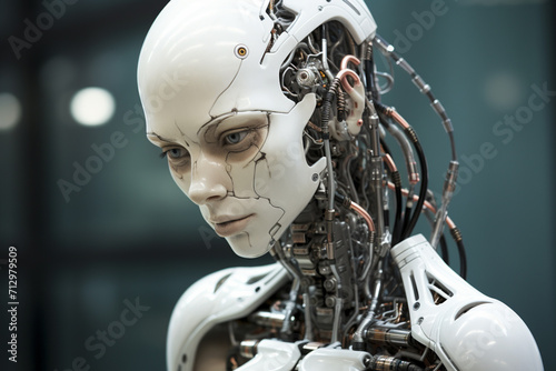 A humanoid biobot with enhanced sensory organs, like advanced eyes and ears. photo