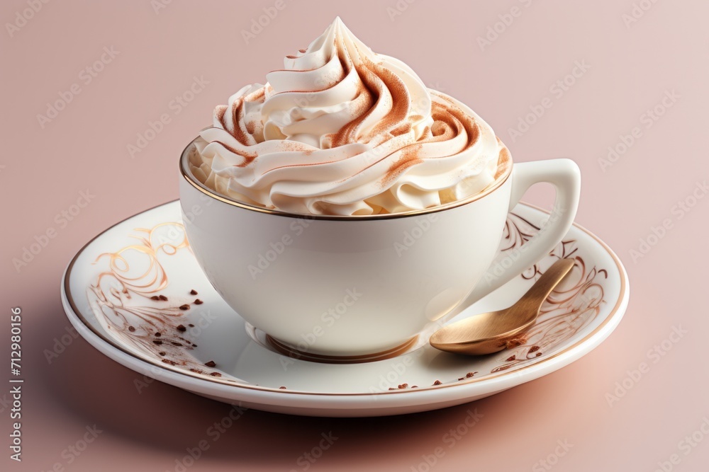 Classic Coffee Cup with Whipped Cream, on an isolated Creamy White background, Generative AI Classic Coffee Cup with Whipped Cream, on an isolated Creamy White background, Generative AI