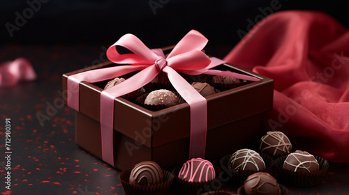 Luxury chocolate pralines in a gift box © Merab