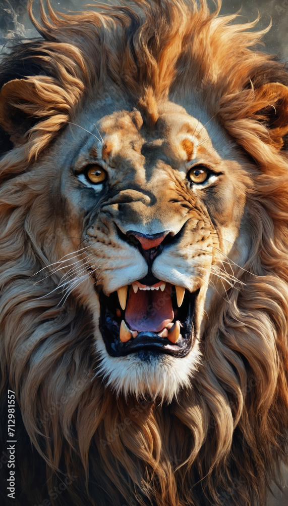 Fantasy Illustration of a wild animal lion. Digital art style wallpaper background. Fantasy Illustration of a wild animal lion. Digital art style wallpaper background.