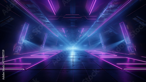 laser show club dark neon sci fi futuristic retro purple and blu
