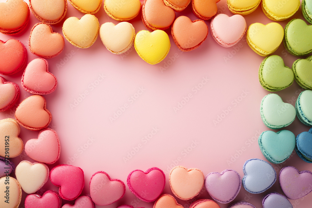 Colorful Heart-Shaped Macarons for Valentine's Day