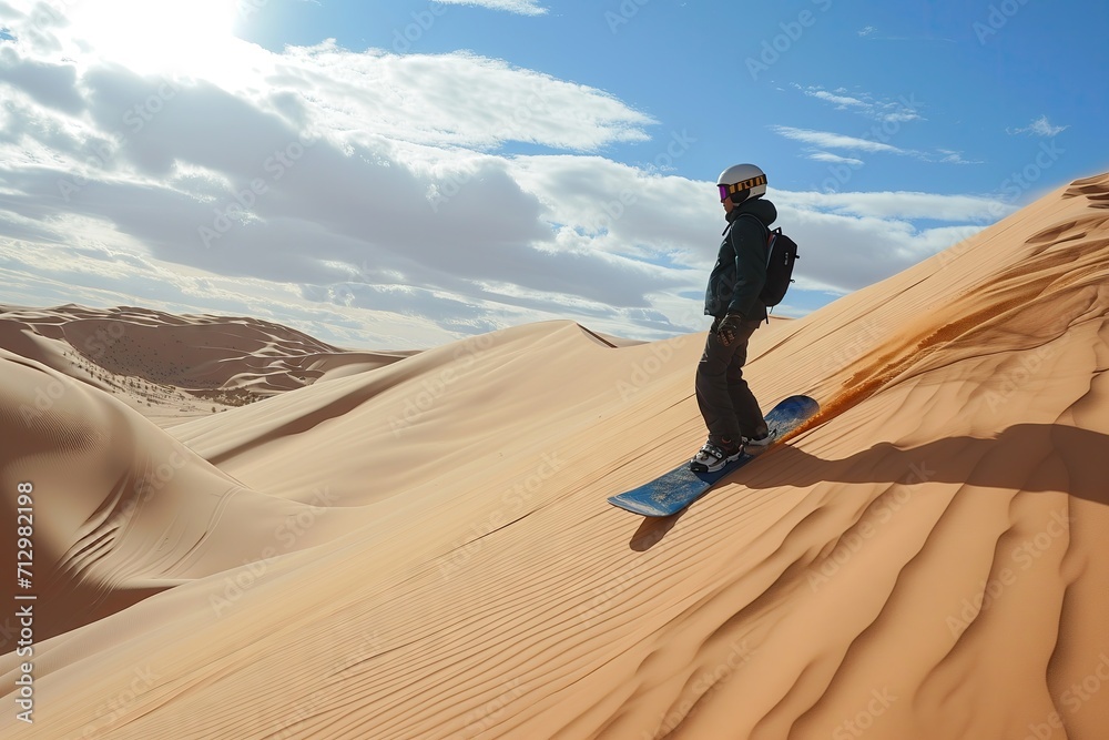 snowboarder in desert