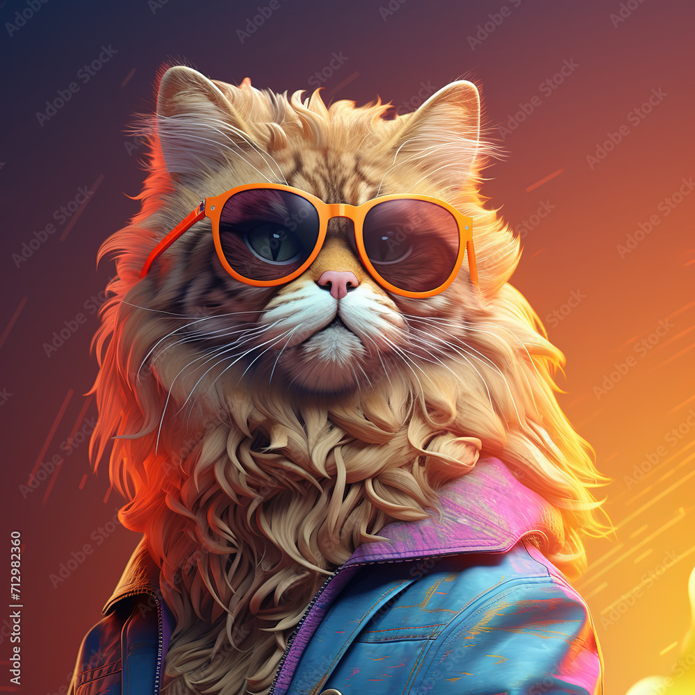 A stylish cat wearing sunglasses looking dashing