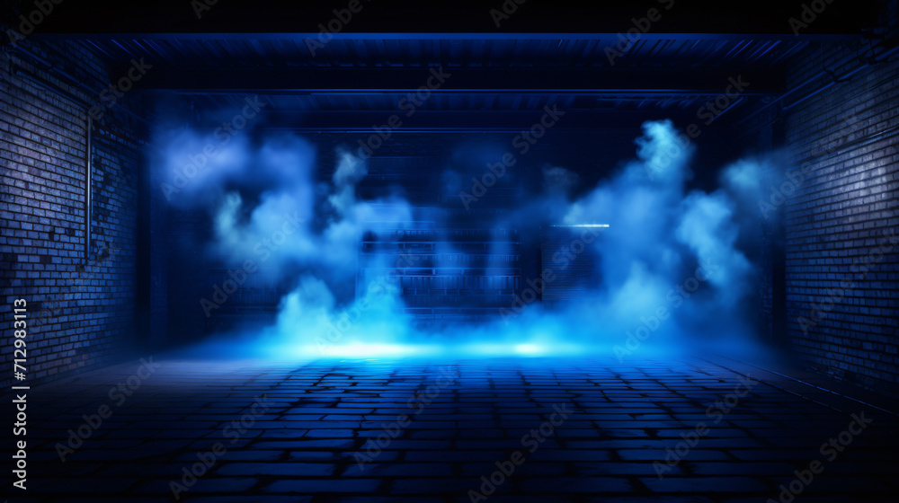 Smoke Neon Glowing Blue Pantone Sci Fi Basement