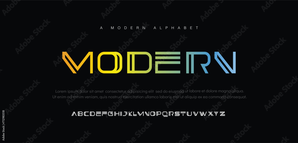 Modern abstract digital alphabet font. Minimal technology typography, Creative urban sport fashion futuristic font and with numbers. vector illustration Modern abstract digital alphabet font. Minimal technology typography, Creative urban sport fashion futuristic font and with numbers. vector illustration