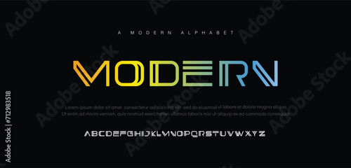 Modern abstract digital alphabet font. Minimal technology typography, Creative urban sport fashion futuristic font and with numbers. vector illustration