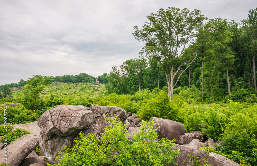 The Devil's Den at Gettysburg National Military Park, American Civil War Battlefield, in Gettysburg, Pennsylvania