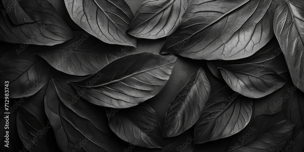 Abstract black leaves forming a textured pattern. Abstract black leaves forming a textured pattern.