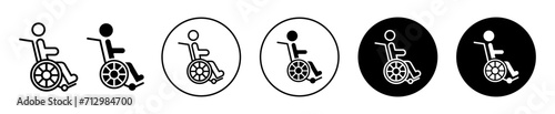 Wheelchair vector icon set collection. Wheelchair Outline flat Icon.