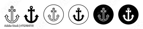 Anchor vector icon set collection. Anchor Outline flat Icon.