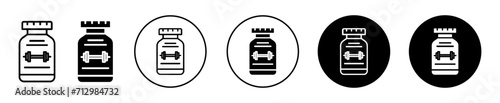 Fitness supplement vector icon set collection. Fitness supplement Outline flat Icon.
