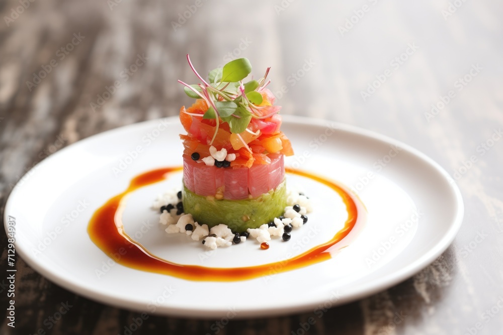 watermelon and feta cheese tartare with balsamic drizzle watermelon and feta cheese tartare with balsamic drizzle