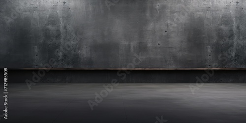 Room with cement floor and black wall backgrounds  intended for product display and banner coverage.